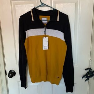 denim and flower sweater